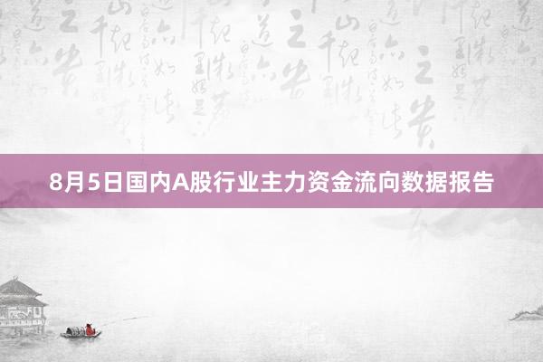 8月5日国内A股行业主力资金流向数据报告