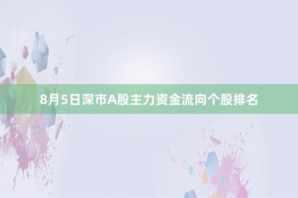 8月5日深市A股主力资金流向个股排名