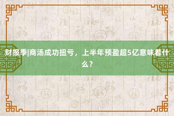 财报季|商汤成功扭亏，上半年预盈超5亿意味着什么？