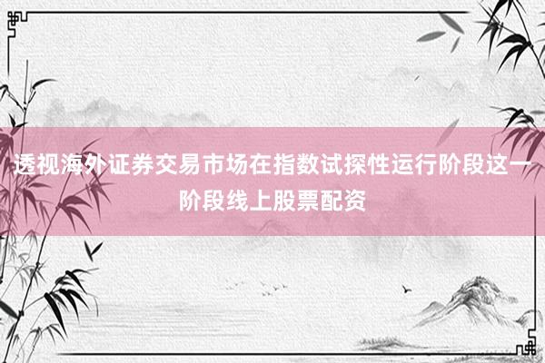 透视海外证券交易市场在指数试探性运行阶段这一阶段线上股票配资
