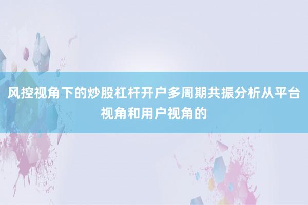 风控视角下的炒股杠杆开户多周期共振分析从平台视角和用户视角的