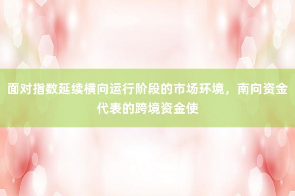 面对指数延续横向运行阶段的市场环境，南向资金代表的跨境资金使