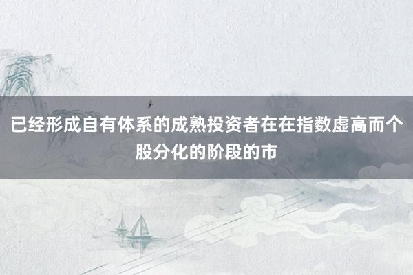 已经形成自有体系的成熟投资者在在指数虚高而个股分化的阶段的市