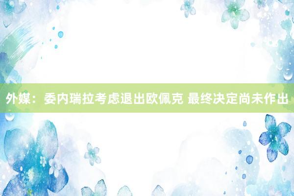 外媒：委内瑞拉考虑退出欧佩克 最终决定尚未作出