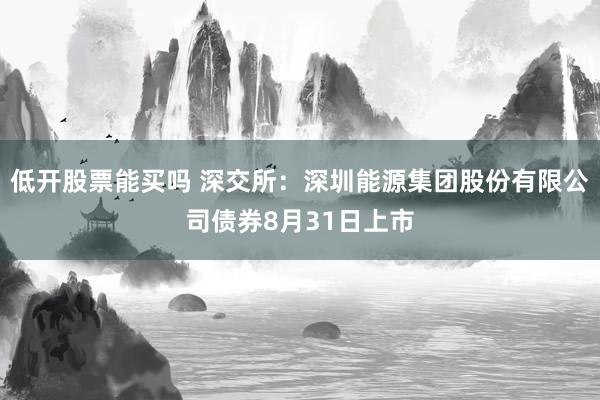 低开股票能买吗 深交所：深圳能源集团股份有限公司债券8月31日上市