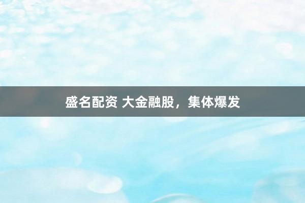 盛名配资 大金融股，集体爆发