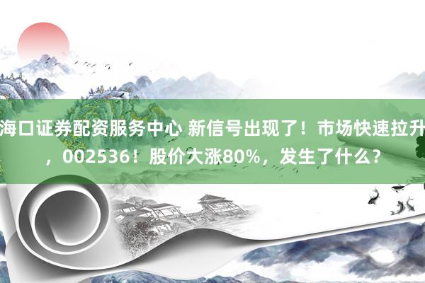 海口证券配资服务中心 新信号出现了！市场快速拉升，002536！股价大涨80%，发生了什么？