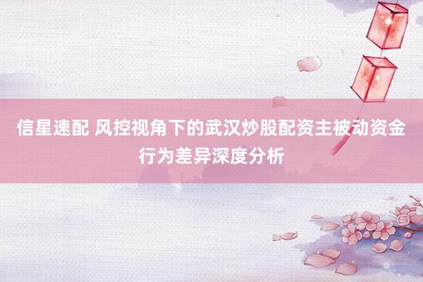 信星速配 风控视角下的武汉炒股配资主被动资金行为差异深度分析