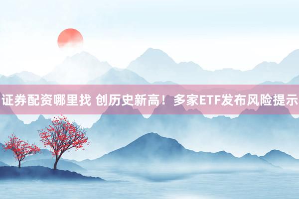 证券配资哪里找 创历史新高！多家ETF发布风险提示